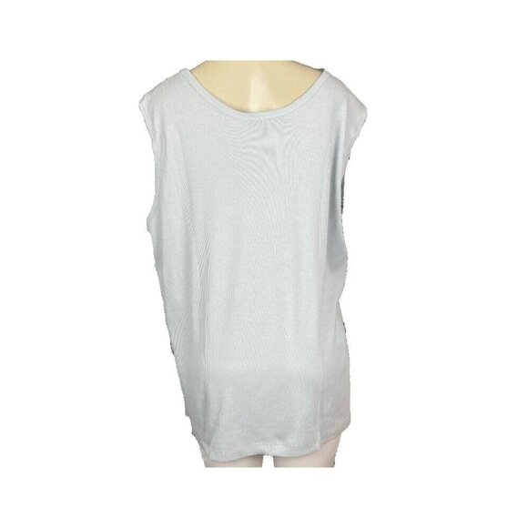 Denim 24/7 Plus 30/32 Gray Silver Sequin Scoop Neck Ribbed Trim Sleeveless Top - Picture 4 of 6